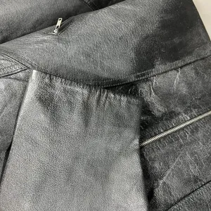 Genuine Black Leather Jacket Plus 16-18W Full Zip Lined‎ Minimalist Patina Retro thumbnail 13