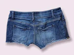 Papaya Y2K side zip low rise jean shorts thumbnail 2