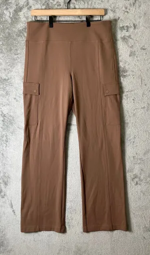 Athleta Delancey Straight Cargo Pant Large Taupe Pull‎ On Travel Work Pant thumbnail 1