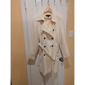 Ann Klein Belted Trench Coat Ivory- Women’s M thumbnail 5