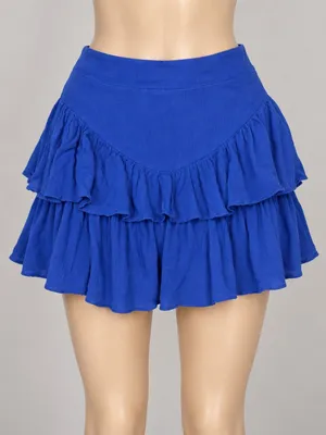 Superdown Becky Ruffle Tier Skirt Cobalt Blue Mini M thumbnail 1