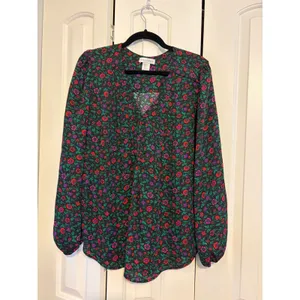 Cupcakes and‎ Cashmere Floral Blouse Womens XL Long Sleeve Keyhole Career thumbnail 4