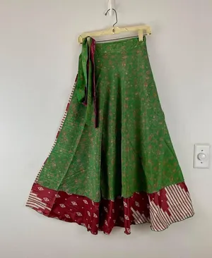 Reversible Maxi Wrap Skirt BINS114 Green thumbnail 1