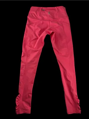 Free People Bright Pink High-Waist Leggings with Ruched Ankles thumbnail 4