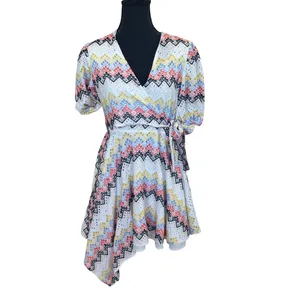 N12H White Eyelet Mini Wrap Dress XS Fit & Flare Cotton Zigzag Cottage $260 thumbnail 6