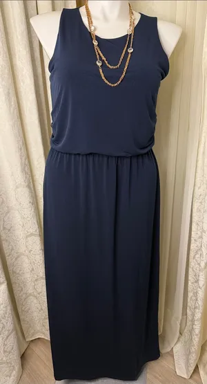 Ann Taylor Sleeveless Navy Blue Maxi Dress thumbnail 1