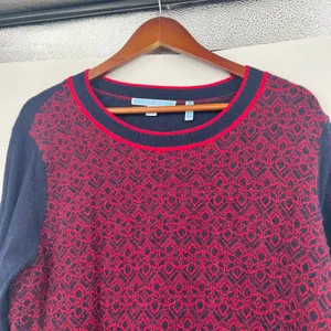 Draper James Reese Witherspoon Cashmere Wool navy burgundy sweater plus size XXL thumbnail 6