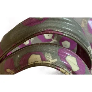 Juicy Couture Tote Vinyl Gray Purple White Flowers Bag Leather Trim thumbnail 9
