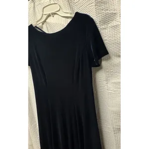 Vintage Caren Desiree Co. Deep‎ Navy Blue Velvet Maxi Dress Size 10 Fitted Flair thumbnail 8