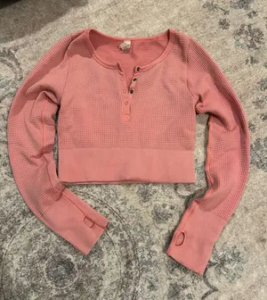 Pink Aerie Top Long Sleeve Henley thumbnail 1