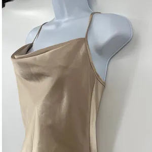 Y2K Bebe Cowl Neck Satin Slip Dress XS Champagne USA Glam 90s Indie Sleaze Party thumbnail 4
