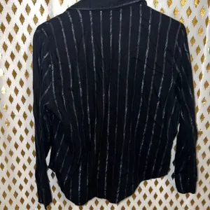 Victoria’s Secret long sleeve pajama lounge shirt button down shirt metallic str thumbnail 5