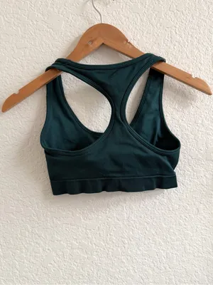 ALO Yoga Ribbed Sports Bra in Green Teal Forest Small S thumbnail 4