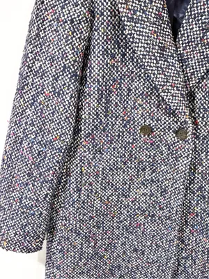 JCrew Daphne Italian Tweed Navy Coat Wool Blend Size 4 thumbnail 2