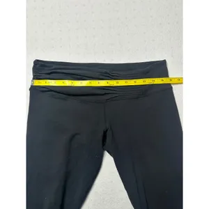 Lululemon Black Capri Leggings Size 10 – Ruched Hem & Fold Over Waistband thumbnail 5