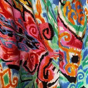 Caleooa Abstract Print Wide Leg Pants NWT Size L | Colorful Resort Palazzo Pant thumbnail 3