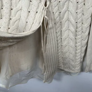 Cabi Womens Sweater‎ Small Cable Knit Corset Tie Back Style 3157 Ivory Cream thumbnail 14