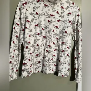 Croft & Barrow Women's Size Medium Mock Neck Long Sleeve T-Shirt White Cardinal thumbnail 3