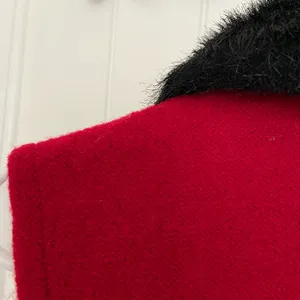 Vintage Tally Ho women’s vest 100% wool‎ faux fur collar zip red fashion thumbnail 7