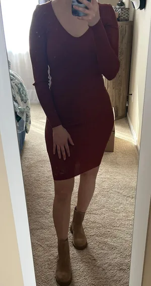 Rust Sweater Dress Orange thumbnail 1