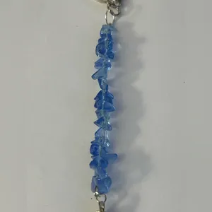 Handmade Tumbled Blue Glass Chip & Hematite Dolphin Charm Keychain In Gift Box thumbnail 3