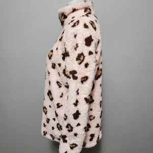 Mommy & Me Pink Leopard Sherpa ¼ Zip Pullover Size Large thumbnail 4