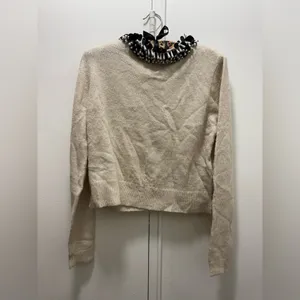 NWT Zara Beaded Collar Cropped Sweater in Cream Size Small alpaca wool thumbnail 3