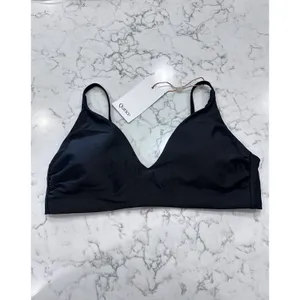 NWT Quince Black Italian V Neck Bikini Top Size Large thumbnail 3