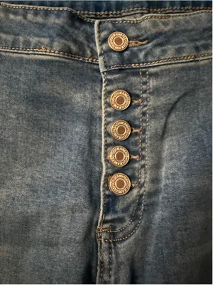 NEW High Rise Skinny Stretch Button Ripped Jeans 14 thumbnail 5