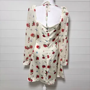 Weworewhat‎ Red Floral Satin Puff Sleeve Mini Dress Size 8 thumbnail 8