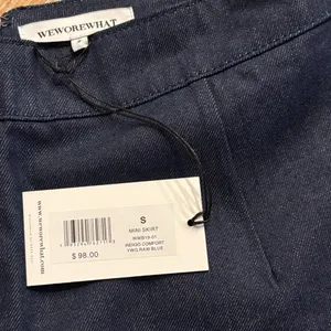 NWT WeWoreWhat Mini Skirt Indigo Comfort Raw Blue Size Small thumbnail 5