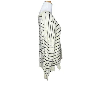J Crew Cream Black Striped V Neck Sweater Size Medium Womens Wool Blend thumbnail 4