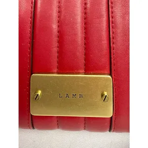 L.A.M.B. Leather Compact Wallet Red Zip Around Gold Logo Plate New NWT thumbnail 2