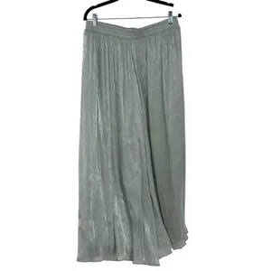 Halara Metallic Sage Green Pleated Wide Leg Palazzo Pants High‎ Waisted L thumbnail 2