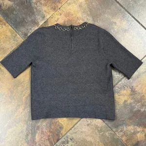 Zara Knit Short Sleeve Gold Chain Sweater Small thumbnail 14