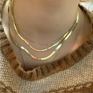 NEW Unisex 2mm‎ Gold Filled Layering Herringbone Chain Necklace 18-20” thumbnail 5