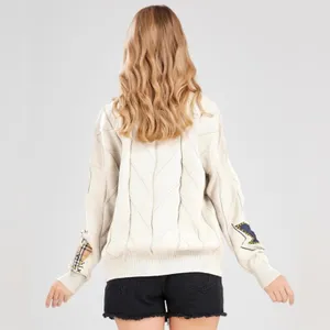 Retro Multicolored Chunky Cable Knit Button Front Cardigan Sweater thumbnail 2