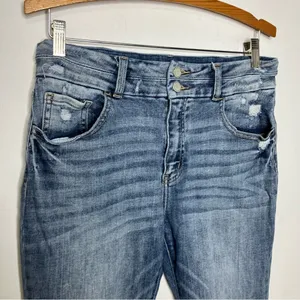 Kancan high‎ rise super flare jeans raw hem women’s size 30 trendy distressed thumbnail 2