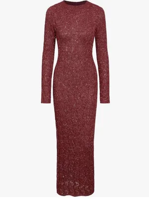NWT Cider Burgundy Long Sleeve Knit Maxi Dress Size Medium thumbnail 3
