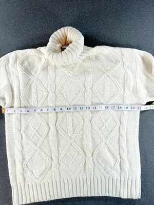 Vintage Princeton Club Womens Size Large Cream Turtleneck Sweater Fisherman thumbnail 2