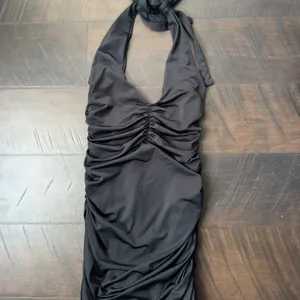 Ruched Black Halter Dress thumbnail 5