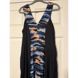 Maeve Anthropologie Tie Dye Watercolor‎ Black Blue Maxi Artsy Tank Flowy Dress thumbnail 6