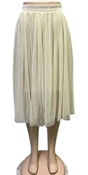 Source Unknown Cream Elastic Waist Pull On Ballet Core Tulle Lined Skirt Womens Large thumbnail 1