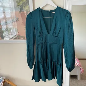 Abercrombie & Fitch Long-Sleeve Plunge Satin Dress thumbnail 3