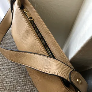 Beige tan camel woven baguette shoulder handbag purse thumbnail 4