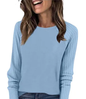 Light Blue Long-Sleeve Crewneck Knit Pullover For‎ Women Size L thumbnail 1