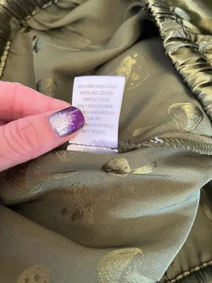 EARTHBOUND Olive Green Satin Joggers with Mushroom print Size Small thumbnail 6