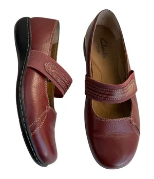 Clarks Active Air Burgundy Red Leather Mary Jane Shoes Women's 7W thumbnail 1
