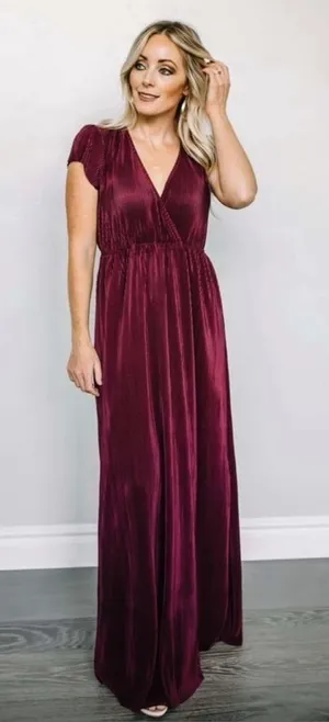 BALTIC BORN Athena Pleated Maxi Dress In Mulberry thumbnail 1