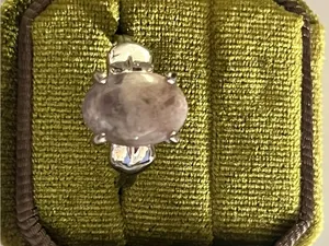 Elegant/Classic Titanium Steel Silver Purple Gemstone & Heart Accents Ring S 9 thumbnail 2